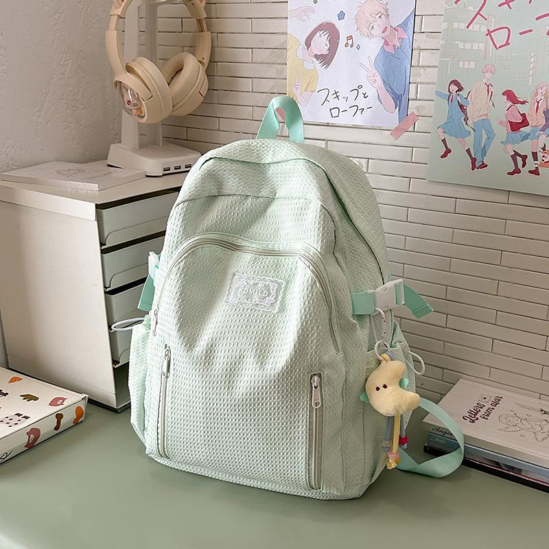 Summer New Water Canvas Bag Literary Japanese Female Lazy Wind Small Backpack Simple Solid Color Female Backpack