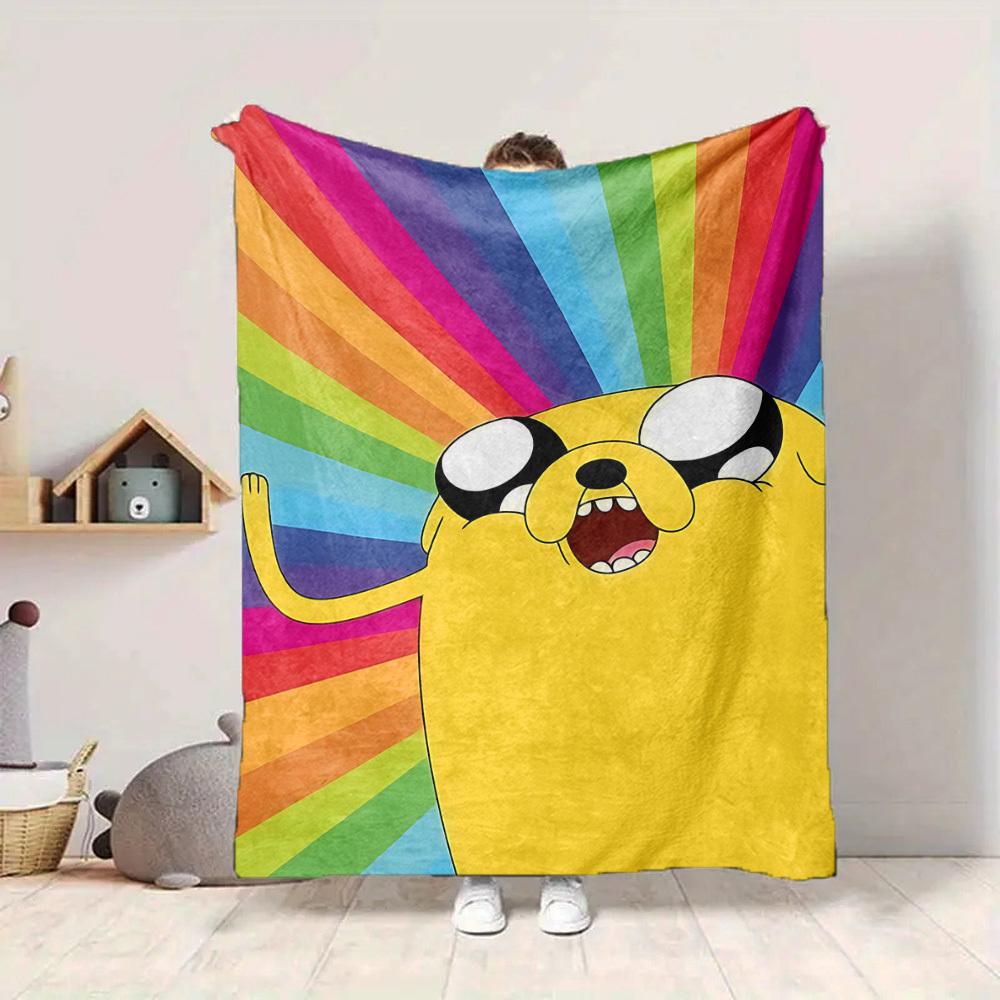 1pc Jake the Dog Flannel Blanket [Cozy Throw Blanket] For Sofa, Bed, Travel, Camping, Livingroom, Office, Couch, Chair, And Bed