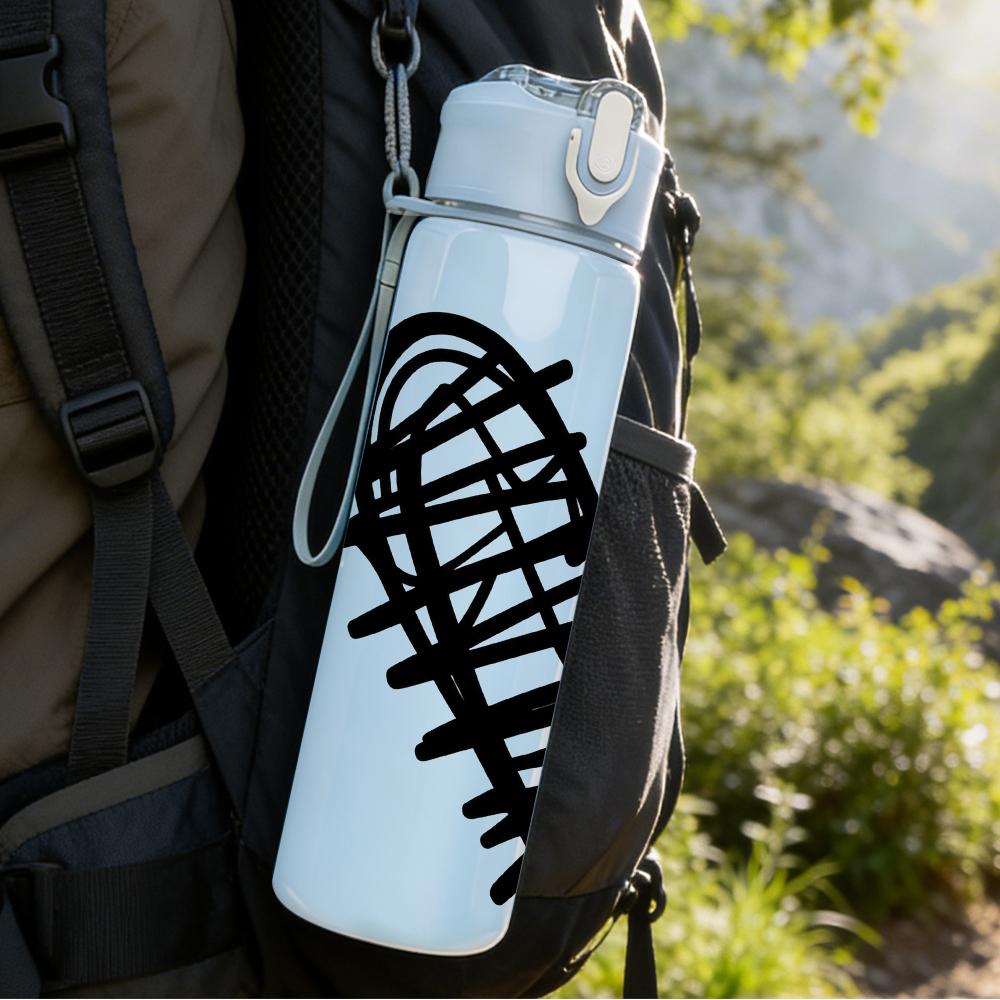 1PC Rough Line Drawing Love Heart 750ml Color Plastic Sports Water Bottle Leakproof Flip Straw Lid Suitable for Sports Office Home Use