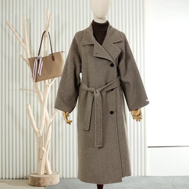 Loose Belt Long Wool Coat Double-sided Woolen Coat Thin Women Woolen Coat Women
