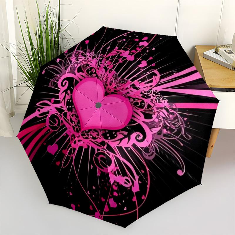 

1pc Pink Heart Illustration Umbrella with Plastic Handle,Suitable for All Seasons Home Travel Outdoor UmbrellaM1352
