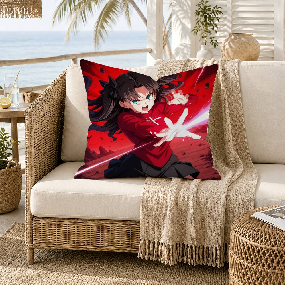 Tohsaka Rin Anime Girl Fate Stay Night Pillow Case for Sofa Living Room Home office Decor Protective Cover
