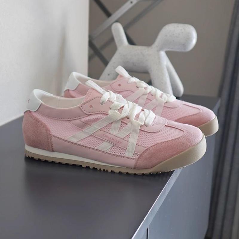 Mesh women's spring and summer mesh color matching breathable casual board shoes thin pink