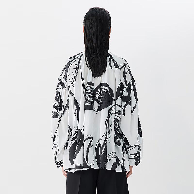 JNBY Women's Loose Fit Round Neck Tulip Print Long Sleeve Shirt