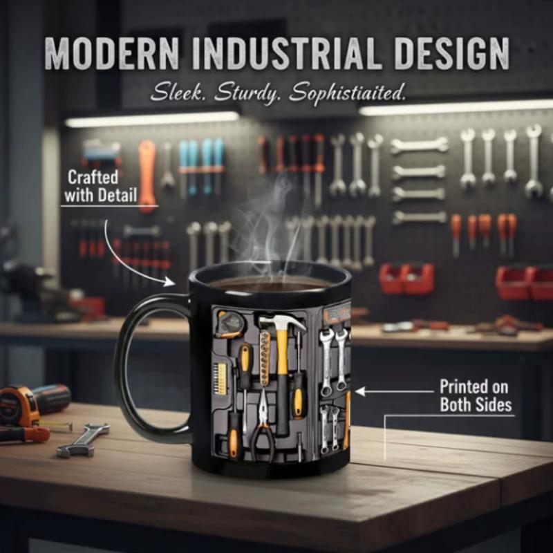 1 Stück Keramik handbemalte mechanische Tasse, Werkzeugkasten Keramik Kaffeetasse, geeignet für Zuhause, Bar, Camping und Autoenthusiasten