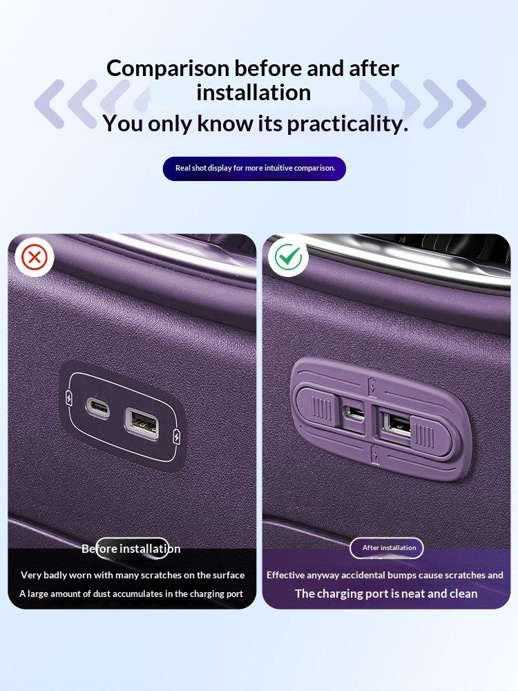 For Leapmotor B10 B01 B05 Lafa5 Car Rear USB Charging Protective Cover Dust and Scratch Protector Modified Car Accessories