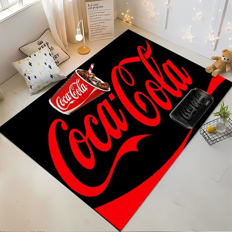 "Red and Black Coca Cola Logo Carpet for Living Room Decoration" Suitable for Use As an Anti-slip for Living Room Bedroom Sofas