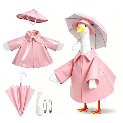 1 Set Veranda-Gans-Outfit Rasen-Gans Regenmantel Hut und Regenschirm Wasserdichtes Gans-Kostüm Regenjacke für 23 Zoll Gans-Statue Sommer Außen Garten Hof