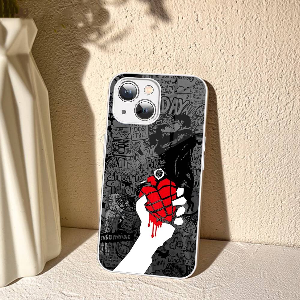 Rock Band G-Green Day For IPhone 14 13 12 Mini 11 Pro XS Max X XR 14 Plus Tempered Glass Cover