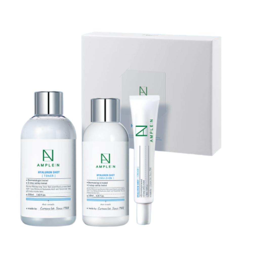 

AMPLE:N Hyaluron Shot Skincare Set – Toner 220ml + Lotion 130ml + Cream 30ml