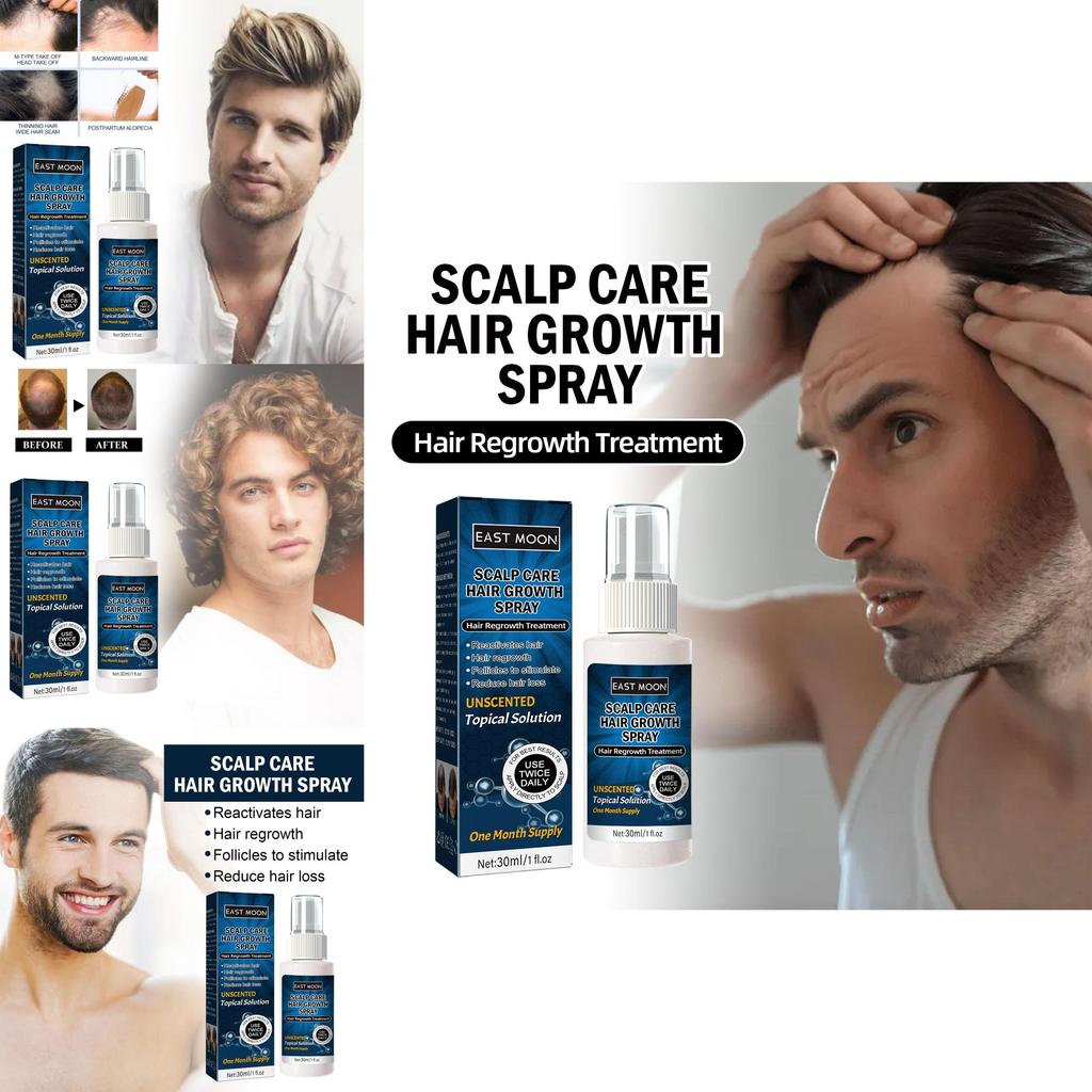 East Moon Men's Hair Growth Spray For Thicker Hairline And Prevents Hair Loss
