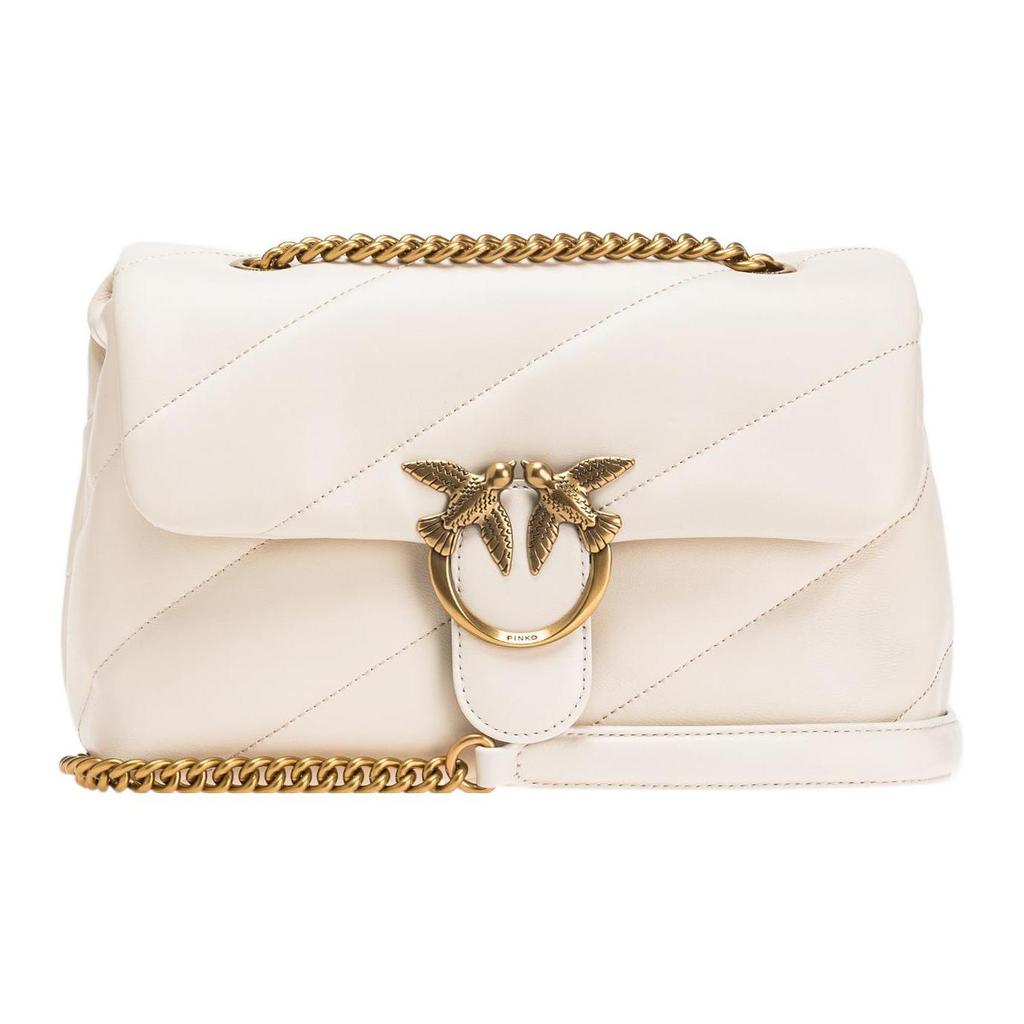 PINKO Puff Sheepskin Crossbody Bag, Shoulder Bag Women's White 100038-A0F2-Z14Q