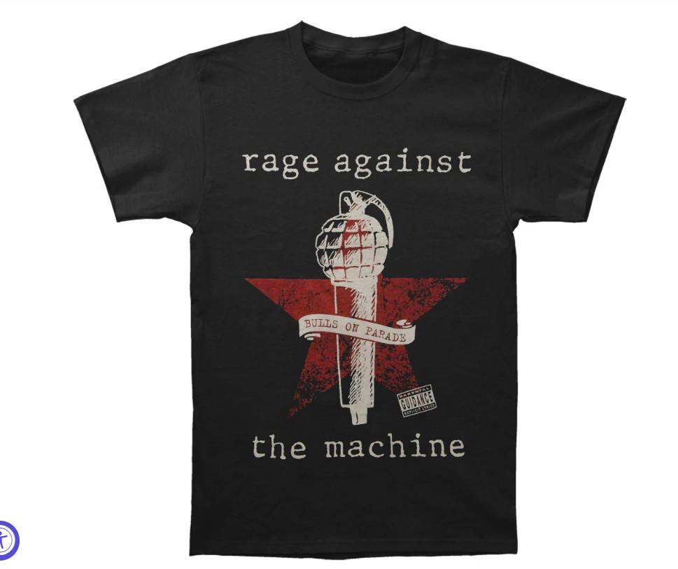 RAGE AGAINST THE MACHINE Быки На Параде Футболка с Микрофоном Черная Унисекс Футболка L