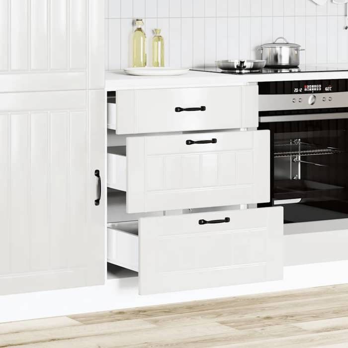VidaXL Armoire de cuisine Lucca blanc brillant bois ingénierie, meuble d'évier, meuble de cuisine avec tiroir, meuble de 854271