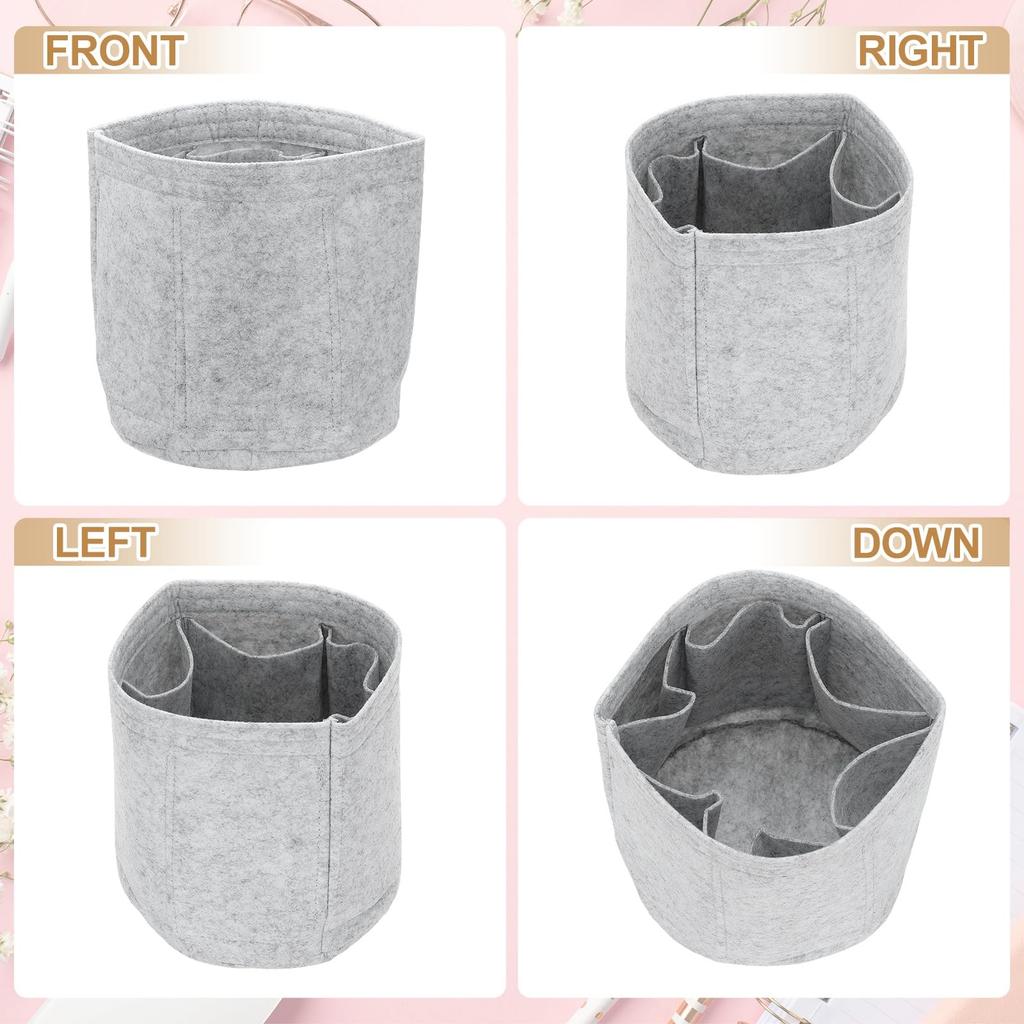 uxcell Portable Felt Pouch Organizer Insert, 20x20cm, Round Multifunctional Pouch Liner for Bucket Bags, Dome Satchels, Totes, and Handbags, Light