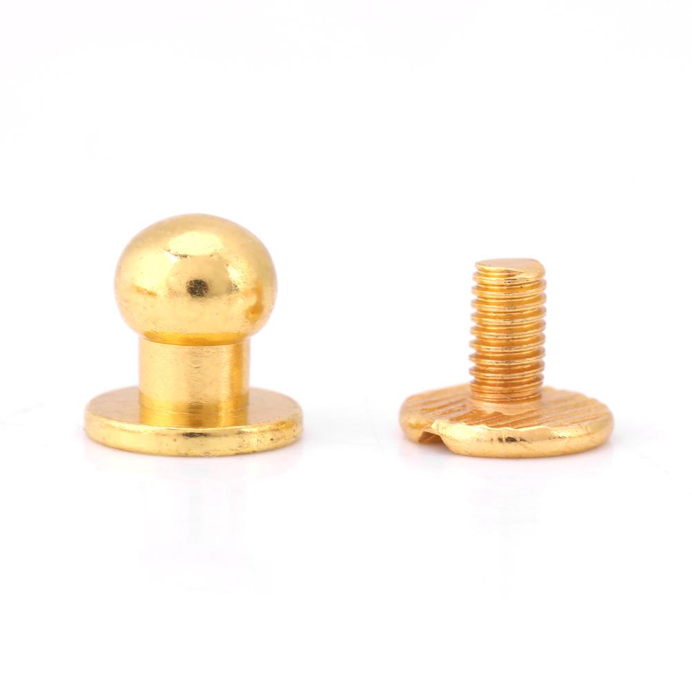 20pcs Round Head Solid Brass Nail Rivet Button DIY Leather Accessories(8*6mm Gold)