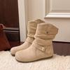 Retro Shoes, Suede Shoes, Buckle Boots, New Women's Shoes, Pleated Ankle Boots