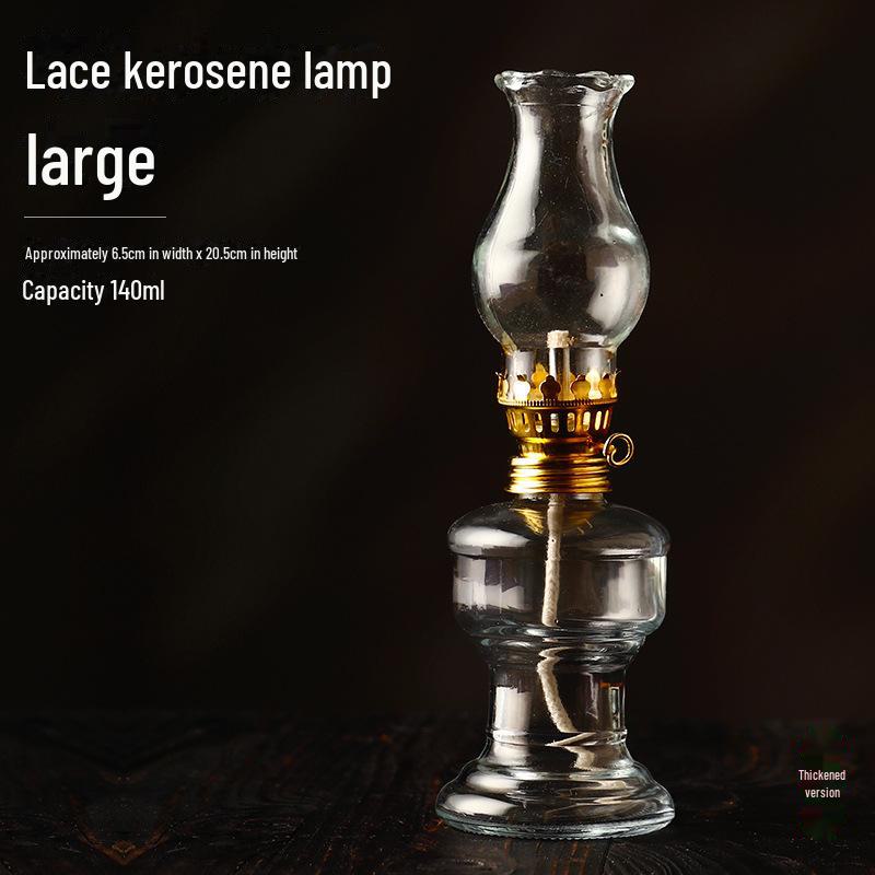 Vintage Kerosene Oil Lamp - Retro Lotus Design for Ghee Candles or Buddha Altar
