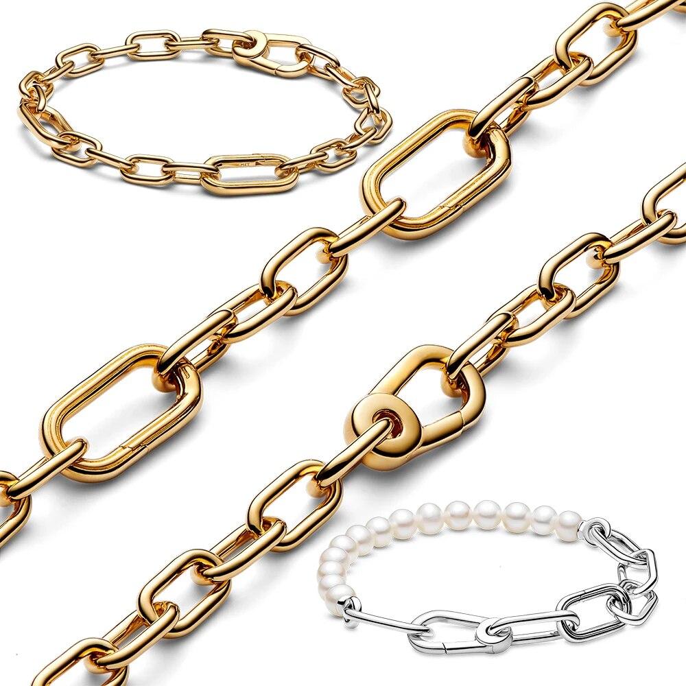 Bracelet en laiton plaqué argent pour femmes, chaîne à maillons en perles, bijoux fins, adaptés aux breloques, nouvelle Collection Me 2022