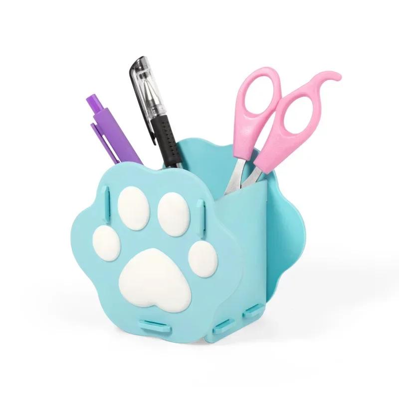 1pc Cute Cartoon Cat Claw Pen Holder Student Desktop Storage Box Cosmetics Pencil Organizer for Desk, School Pen Container