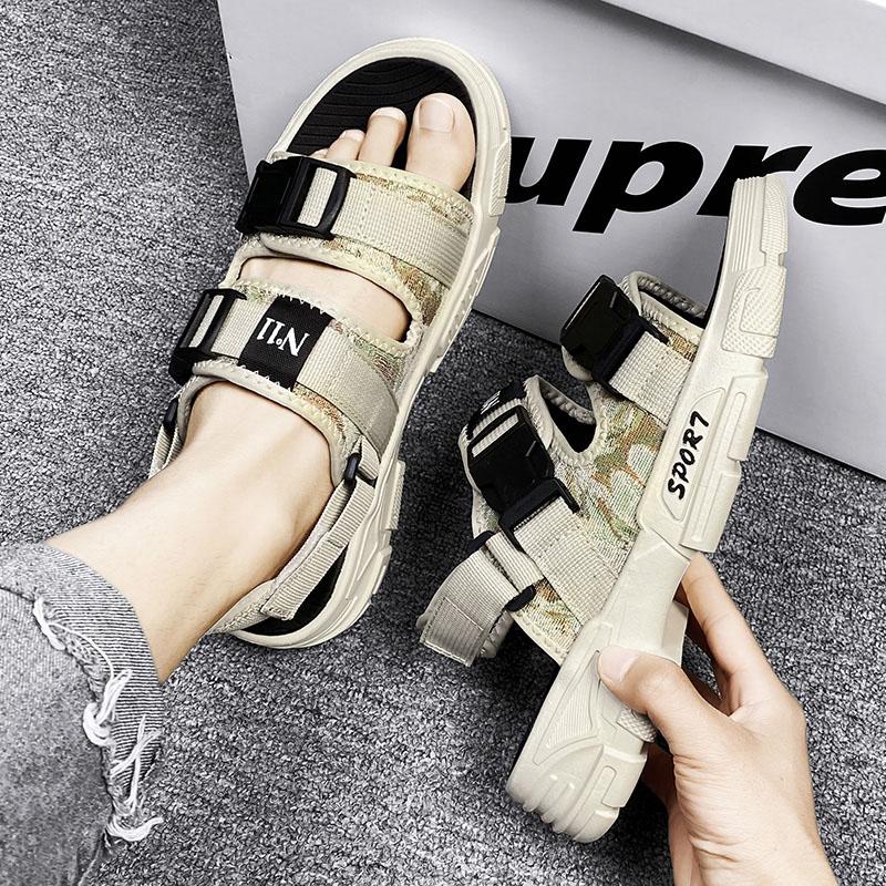 Summer Comfortable Outdoor Men's Nylon Oil Painting Sandals Lightweight Shoes Male Casual Shoes Water Walking Soft Beach Sandals