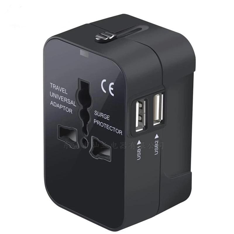 Universal Travel Ac Power Adapter With Dual Usb Ports Eu Us Uk Au Outlet Converter Socket Plug Global Conversion Charger