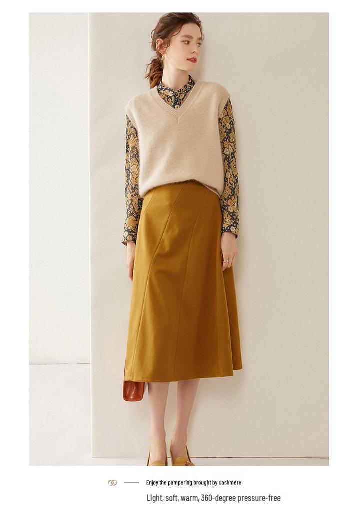 Women's Cashmere V-Neck Sleeveless Vest & Shawl Knit Sweater - Autumn/Winter Collection