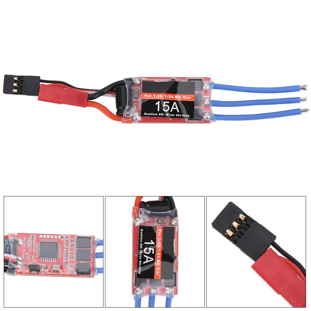 15A RC Brushless ESC Remote Control Car Upgrade Accessories for 1/28 1/24 JST Power Plug