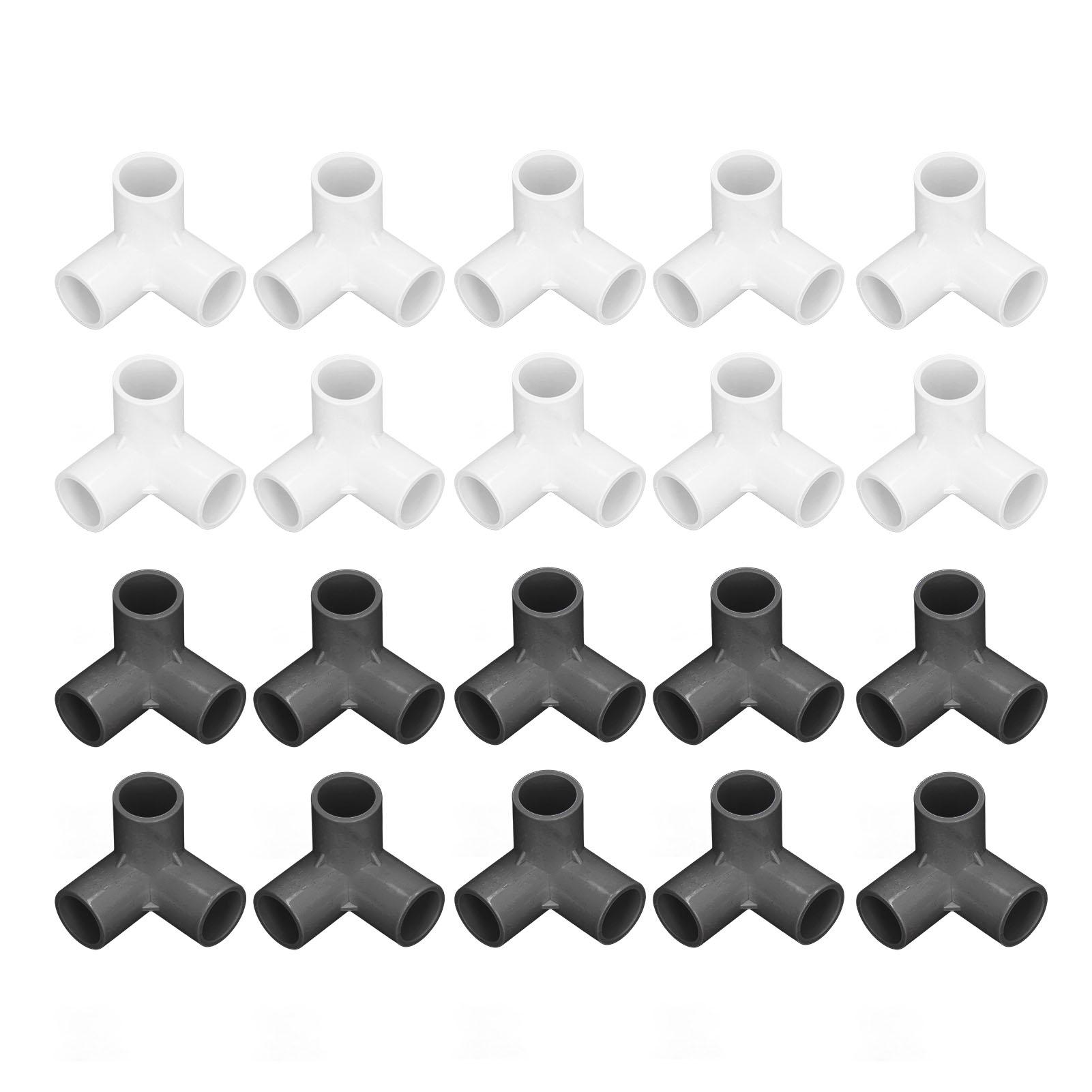 10pcs 3 Way Pipe Fittings PVC Plastic Right Angle Tee Corner Connector 20mm Inner Diameter PVC Elbow Fittings PVC Pipe Connector nero