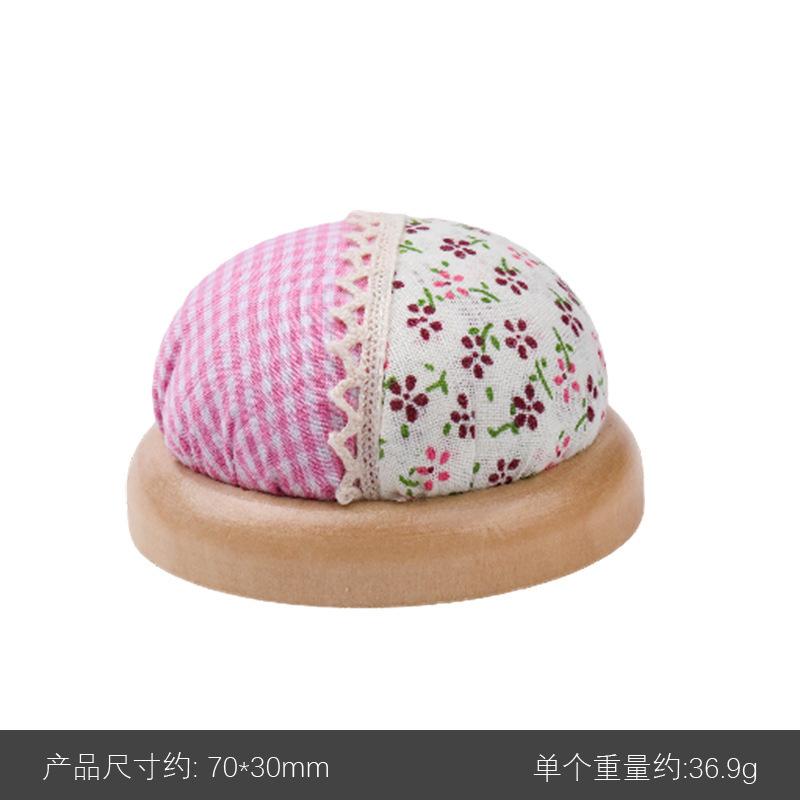 Rural Style Wooden Base Round Cute Cushions Pincushions Pin Cushion Pincushion Holder Needle Holders Pin Holders for DIY Craft