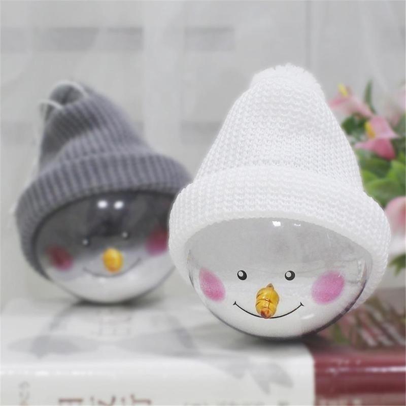 Snowman Transparent Ball With Knitted Hat Christmas Tree Home Decor Gifts