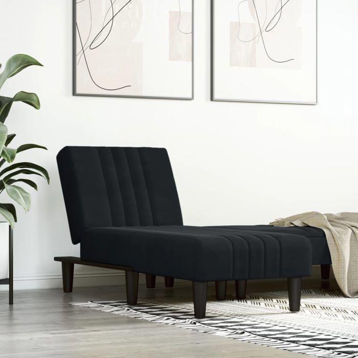 VidaXL Chaise longue noir velours 352829