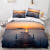 Seaside Scenery Bedding Set Sand Bed Linen Home Decor Single Double Twin Size For Boys Girls Adults Sunset Tree Duvet Cover Set