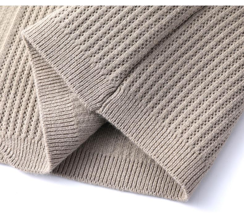 Men's Solid Color Knit Cardigan - Anti-Pilling Casual Jacket for Autumn/Winter 2024