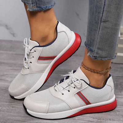 Mode Neue Damen Leder Plateau Sneaker Herbst Trend Dicke Sohle Sportschuhe Frau Übergröße Komfort Atmungsaktiv Freizeitschuhe