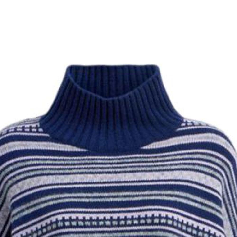 Coach Striped Turtleneck Loose Long Sleeve Sweater Women sweater Blue CV471-NAY