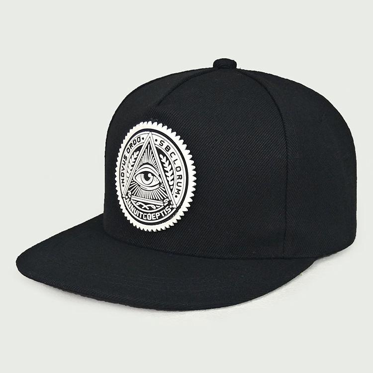 INS Flat Edge Baseball Cap, Ladies Personality Rubber Round Label Eyes Hip Hop Hat