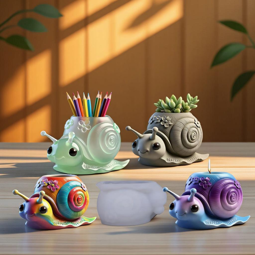 Creative Snail Shaped Flowerpot Silicone Mold For DIY Jewelry Container Making Resin Crafts And Succulent Planters