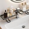 Over Sink Faucet Storage Rack, Waterproof Anti-Rust Faucet Organizer, with Drain Holes Large Capacity Bathroom Kitchen Storage Rack