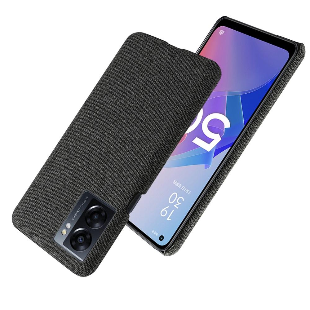 

Smartphone Case Shell for Oppo A57 (2022) 5G/A77 5G,Drop Resistant Solid Color Hard PC+Cloth Phone Cover Black