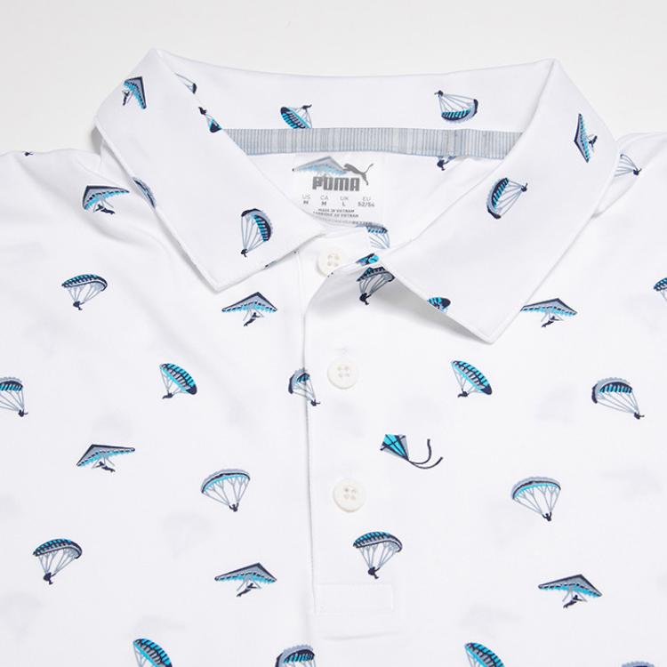 Puma Quick-Dry Pullover Casual Moisture-Wicking Short Sleeve Polo Shirt Men Polo Shirts White Angel-Blue 533790-01