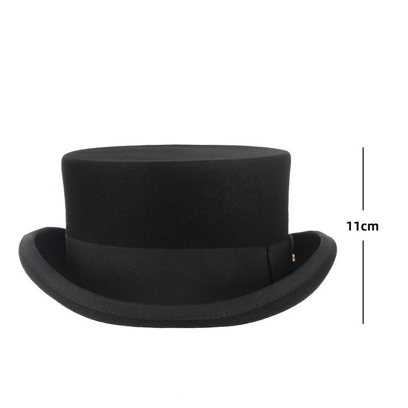 

Men top hat Wool Bowler Hat Derby Hat Autumn Winter Vintage British Style Jazz Cap Presidential Hat 11 cm high magician hat M 56-58