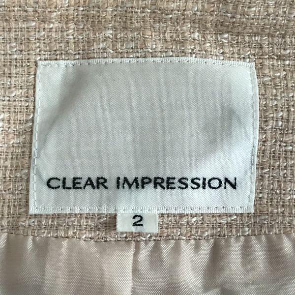 CLEAR IMPRESSION Tweed Kragenloser Rockanzug Damen M Rosa(GEBRAUCHT)