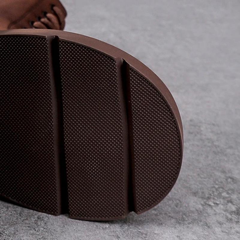 Cowhide Medium Boots Women's Genuine Leather Cotton Short Knight Boots Retro British Style Thick-soled Boots YR-YR1616