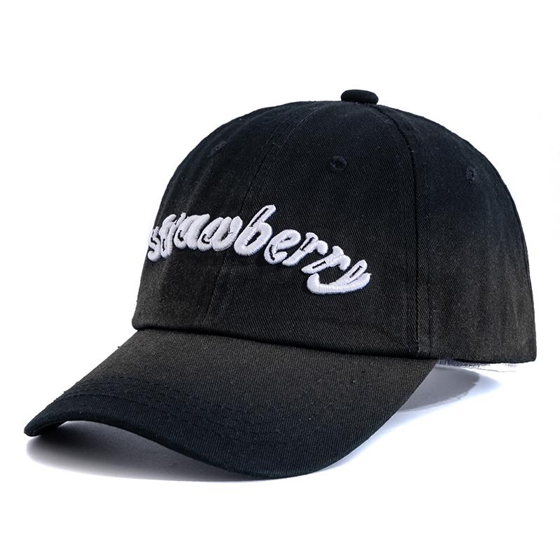 

Новая женская бейсболка из стираного хлопка с вышивкой в виде клубники, градиентного цвета, женская модная бейсболка для папы 55cm-60cm чёрный