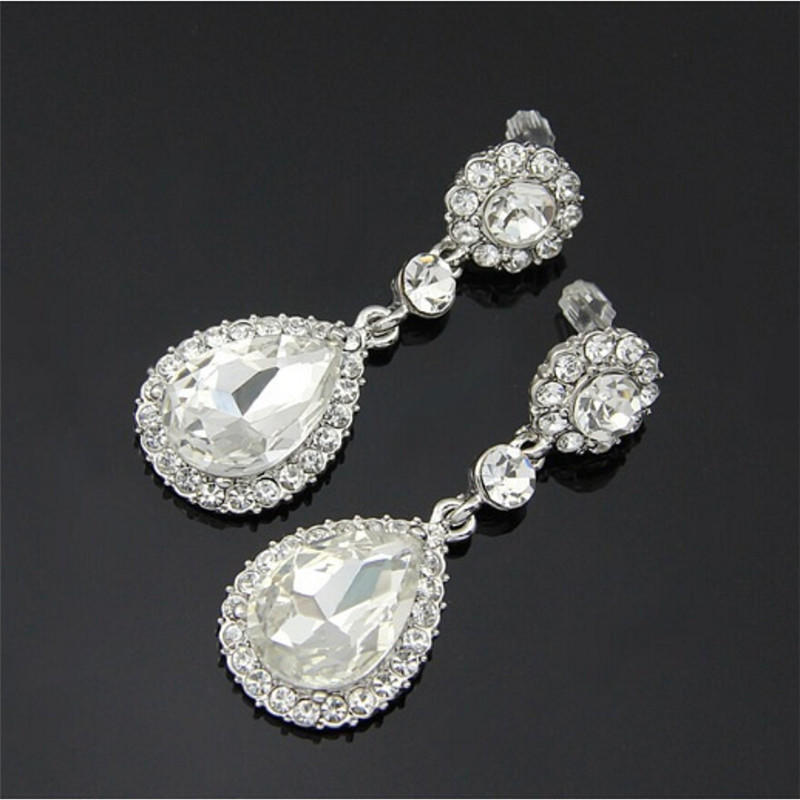 Women Charm  Bridal Water Drop Earrings Wedding  Stud Earings