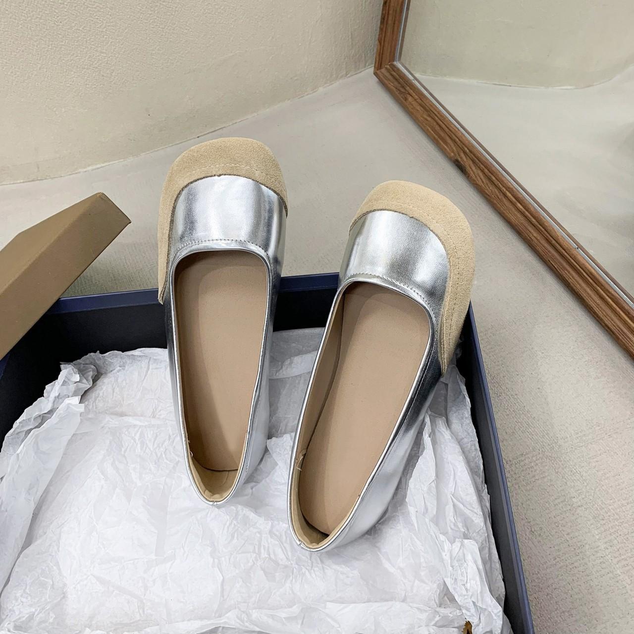 

Туфли-лодочки в стиле ретро с круглым носком и неглубоким носком для женщин на весну и осень, новые вечерние туфли на плоской подошве для офиса, повседневные удобные туфли 40 серебряный