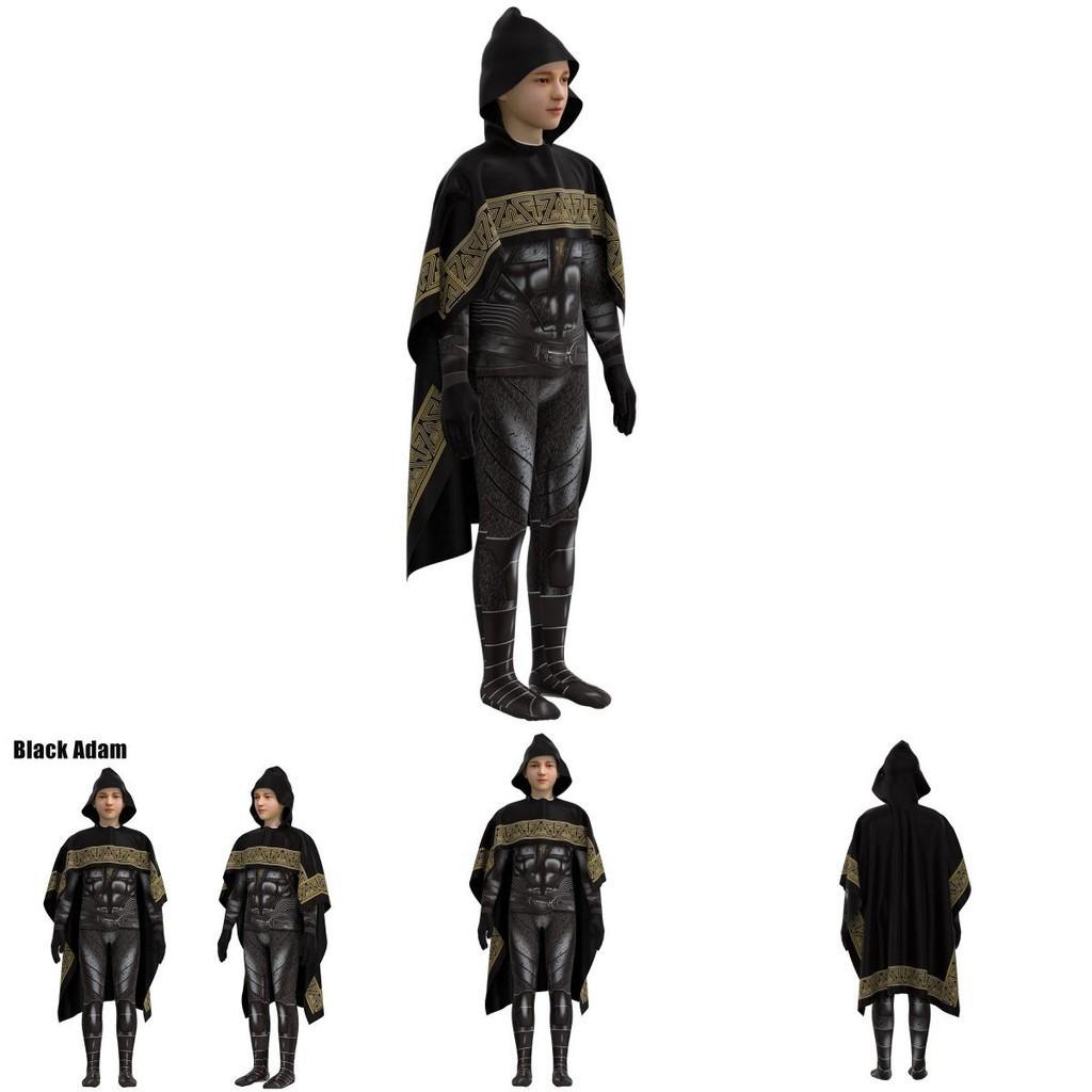 Black Adam Halloween Cosplay Costume Set For Kids And Adults