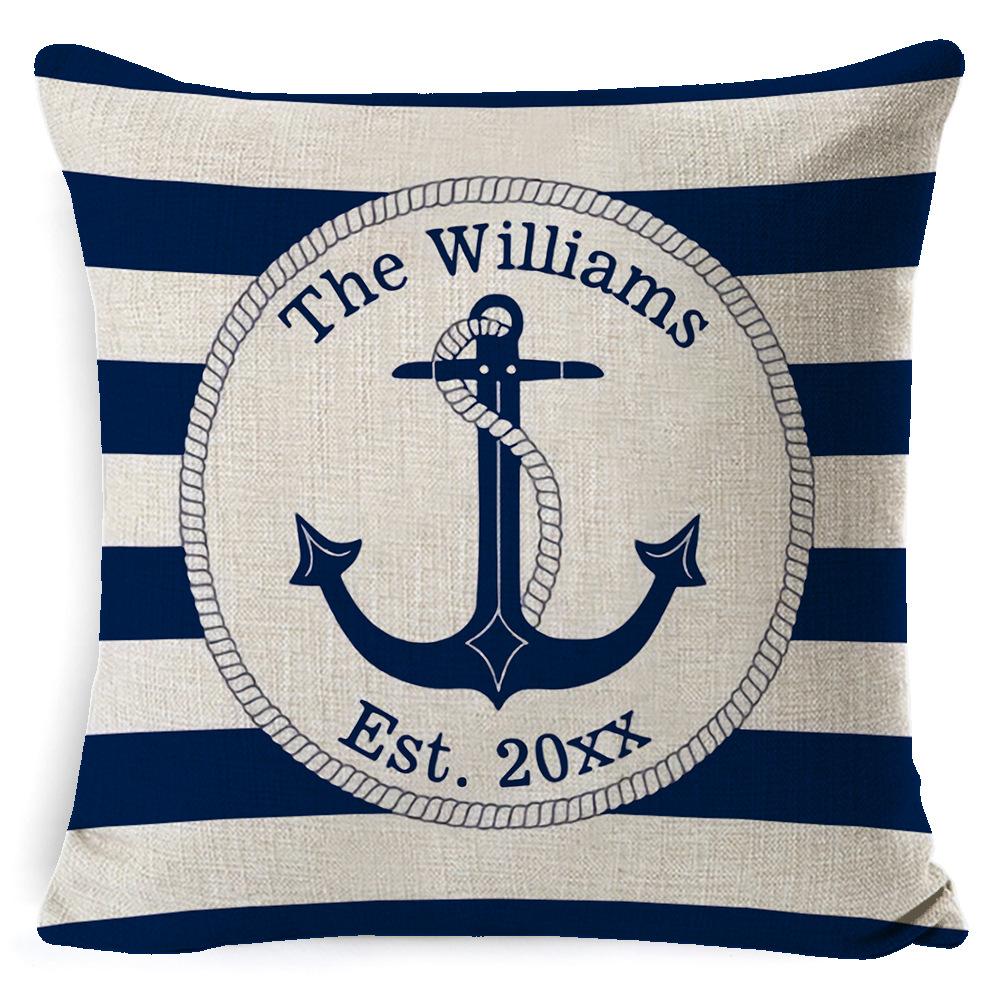 Cushion Cover Ocean Anchor Linen Pillow Cover Simple Sailing Sofa Living Room Pillow Cover Premium Durable Quality