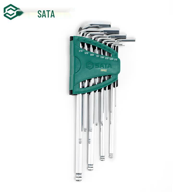 SATA 09102 12-Piece Extra-Long Ball-End Imperial Hex Key Set 12-Piece Set